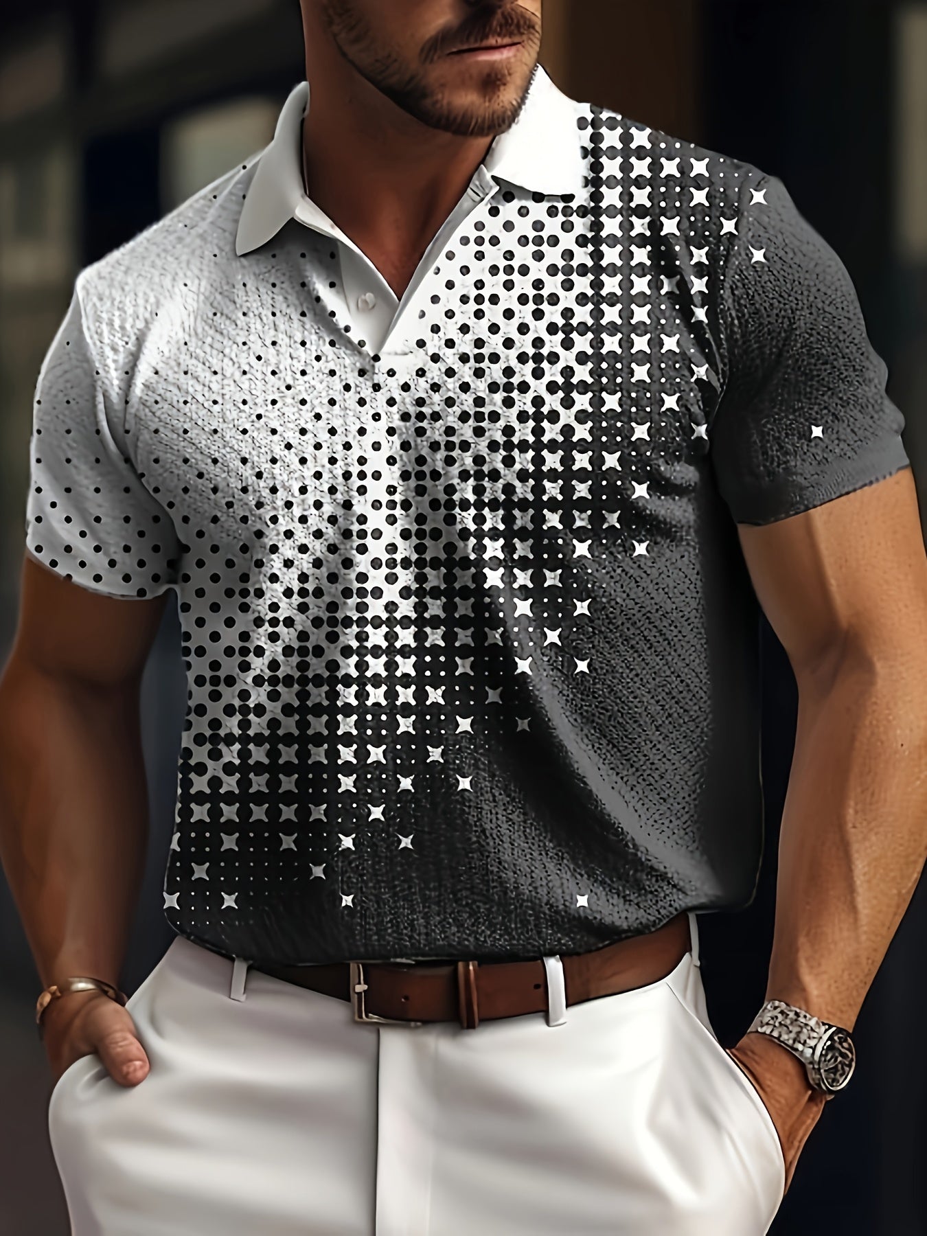 Men's Gradient Short Sleeve Golf Shirts - Casual Regular Fit Summer