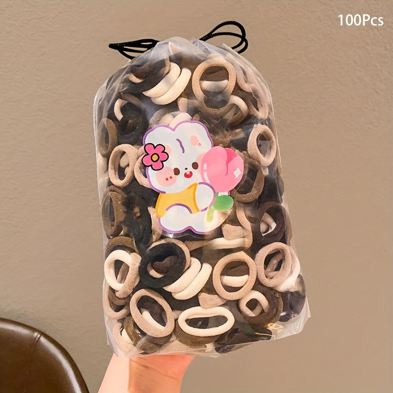100 Pcs/Bag Children Cute Cartoon Elastic Hair Bands, Girls Lovely Srunchies Rubber Bands, Kid Hair Accessories, Ideal choice for Gifts - The Superior Findings Depot