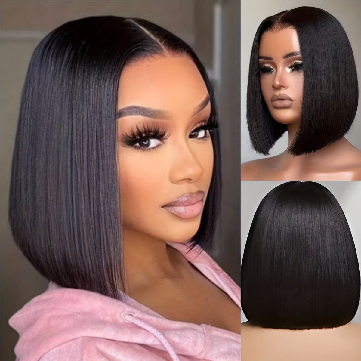 Elegant Women'S Short Bob Wig, Heat-Resistant Synthetic Fiber, Middle Parting, Natural Look - Easy to Care for, 12-Inch Black Short Bob Wig, Perfect for Daily Wear, Cosplay, Costume Matching, and Halloween - The Superior Findings Depot