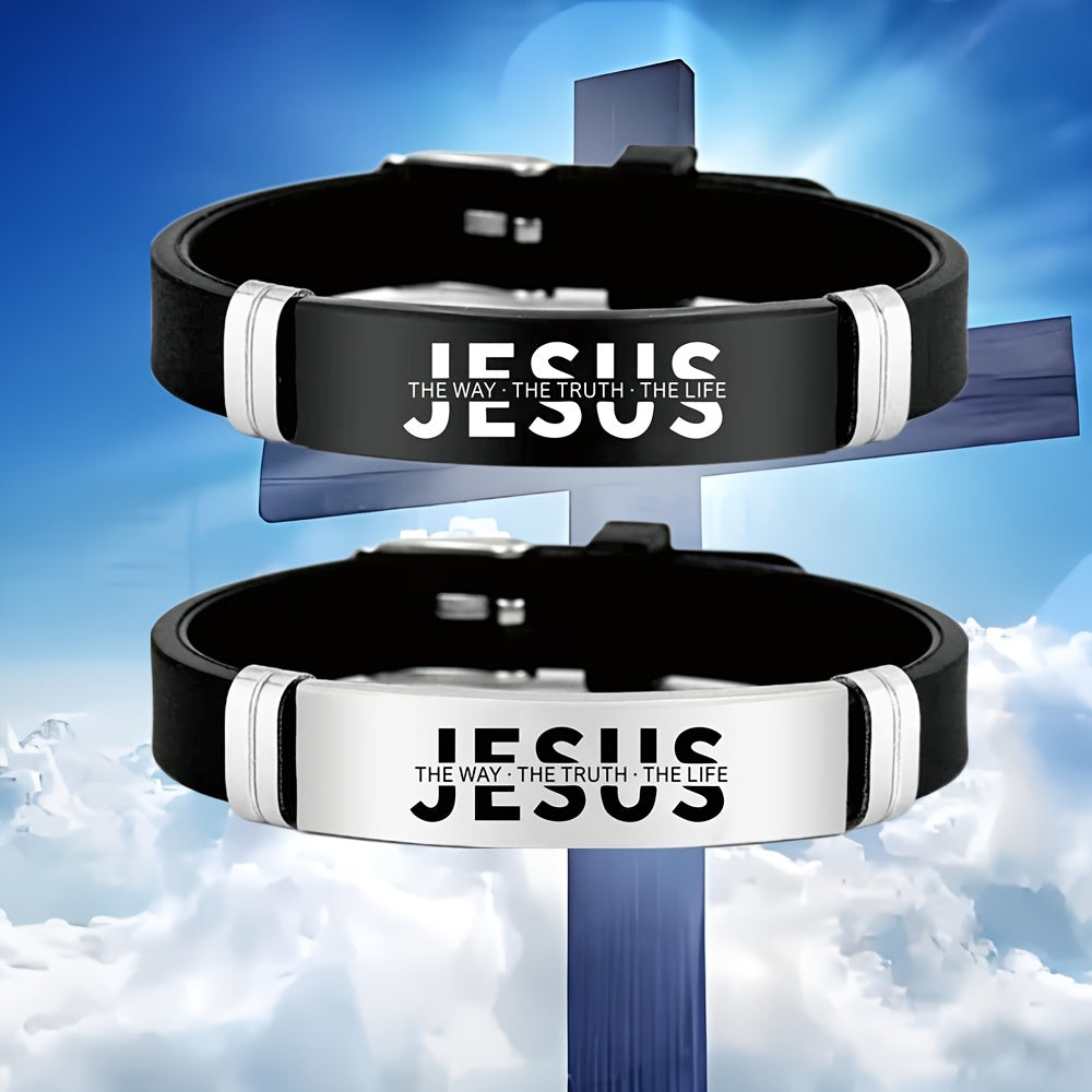 's 304 Stainless Steel Jesus Christ Bracelet - -Coated John 14:6 Verse (The Way, The Truth, The Life) - Religious Gift for Christian Faith, Easter, Christmas, Ramadan - Durable Christian Cross Pendant for Daily Wear - The Superior Findings Depot