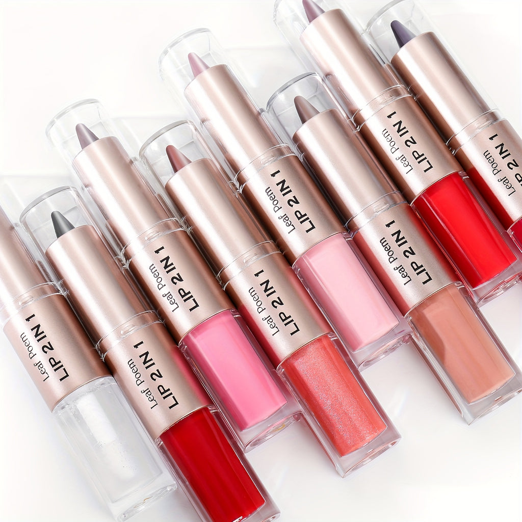 Double-Ended Lip Gloss with Matte Lip Line and Mirror Finish - Shine, Moisturizing, All Light Beige Types, Perfect Gift for Women, Daily Makeup, Sophisticated Design, Highquality Finish - The Superior Findings Depot