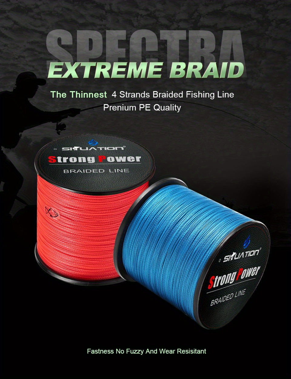 500M-546YDS 300M-328YDS Super Strong Fishing Line, 4-Strand Multifilament PE Anti-abrasion Braided Line for Smooth Long Casting - The Superior Findings Depot
