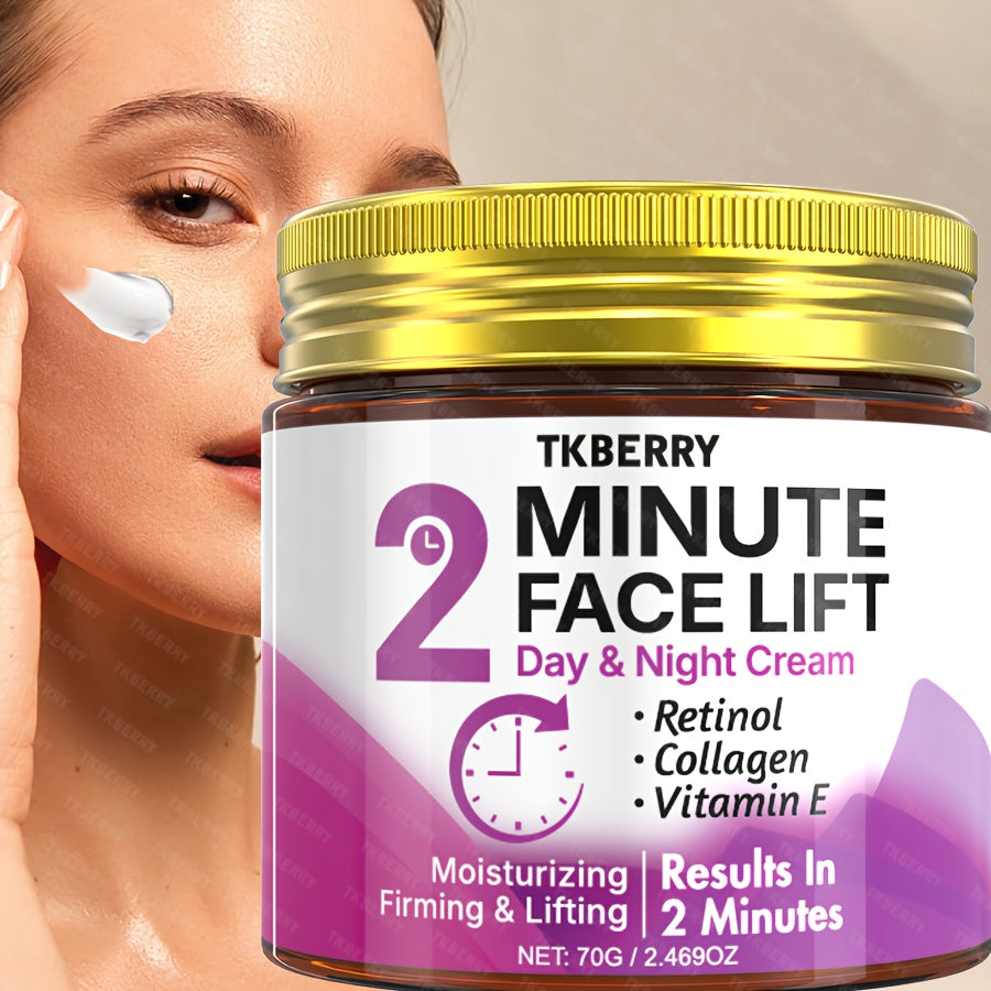 2-Minute Face Lift Day & Night Cream - Collagen Lift & Tight Face Cream with Retinol, Collagen, Turmeric, Hyaluronic Acid & Vitamin CE - Moisturizing & Smoothing for All Skin Types - Alcohol-Free, 24-Hour Hydration, Face Loti - The Superior Findings Depot