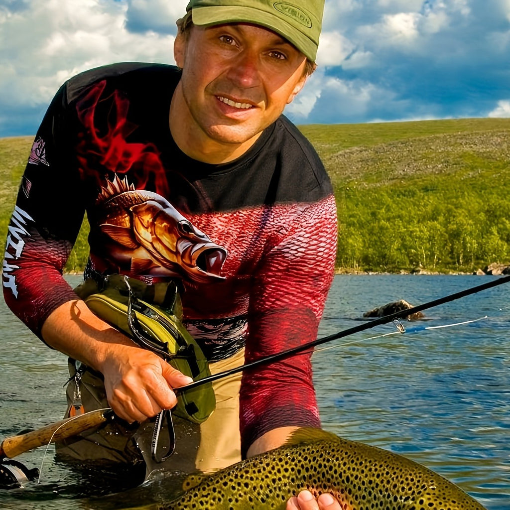 Ihembe Lamadoda Elinombala Obomvu Nelinemikhono Emide Eliprintiwe Nenhlanzi - Elishesha Ukomisa