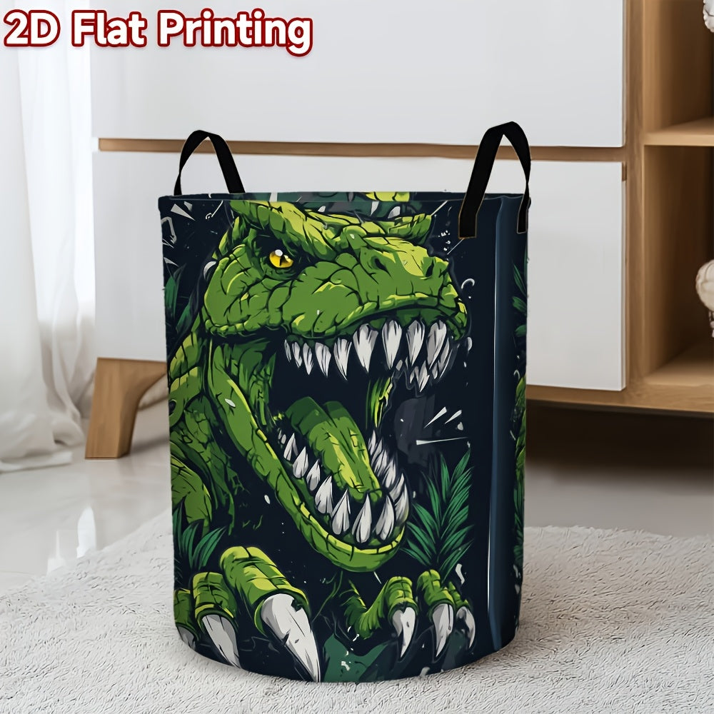 1pc Dinosaur Print Laundry Basket - Foldable Large Capacity with Handles