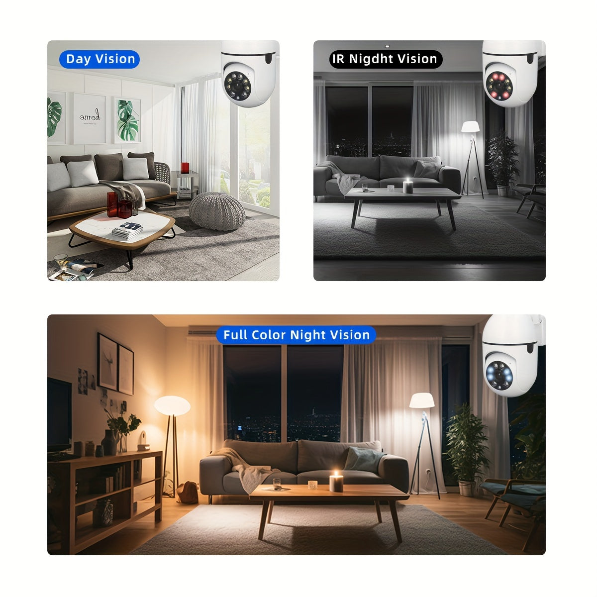 4pcs APP Compatible 1080P HD WiFi Security Cameras with PTZ, Dual Audio, LED Night Vision, Motion Detection Alarm, Wall-Mounted, Indoor/Outdoor Use, Non-Waterproof, 2MP Color - The Superior Findings Depot