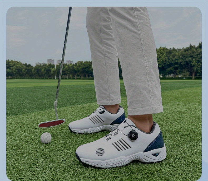 Men's Lightweight Golf Shoes with All-Day Traction - Breathable Synthetic & Rubber Sole for Grass Courses, Casual Wear & Outdoor Sports - White/Black Design, Casual Wear Shoes | Casual Athletic Design | Durable Rubber Sole, G