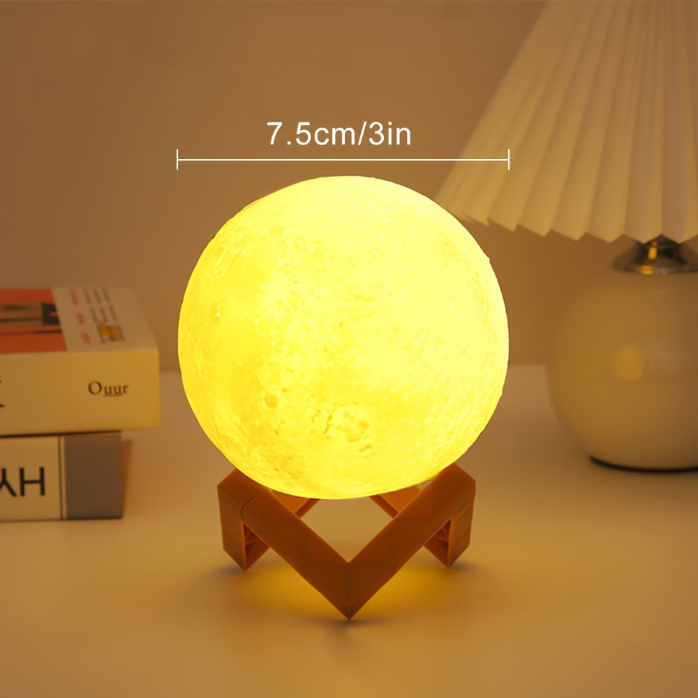 1pc 8/10/12cm LED Night Light 3D Printing Moon Light Star Light 7 Color Bedroom Decoration Night Light Shop Booth Decoration Hotel Bedside Table Decoration Bar Decoration Gift for hotel/catering/event holding - The Superior Findings Depot