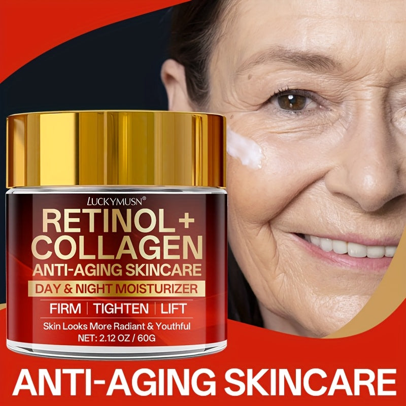 [Retinol Collagen Cream] Retinol Collagen Cream | Hydrates, Tightens, And Lifts Drooping Skin, Enhances Elasticity, Balances Skin Tone, Includes Hyaluronic Acid, Vitamin C, And Peptides, For All Skin Types - The Superior Findings Depot