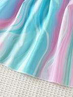 4pcs Girls' Floral Print Sleeveless Dresses - Off-Shoulder Princess Party Dresses with Ruffled Skirts, Light Blue & Pink Floral Patterns, Perfect for Summer Events, Princess Dresses for Girls, Event Attire, Offshoulder Design - The Superior Findings Depot