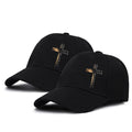 2pcs Cross Print Baseball Caps, Street Style, Adjustable Snapback, 20g/㎡ Polyester, Outdoor Sports Curved Brim Hats with Offset Printing Design, Casual Headwear|Minimalist Cap|Polyester - The Superior Findings Depot