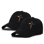 2pcs Cross Print Baseball Caps, Street Style, Adjustable Snapback, 20g/㎡ Polyester, Outdoor Sports Curved Brim Hats with Offset Printing Design, Casual Headwear|Minimalist Cap|Polyester - The Superior Findings Depot