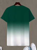 Men's Casual Ombre T-Shirt with White Cursive 'Whatever' Back Print - Dark Navy to Pink Gradient Short Sleeve Round Neck Tee, All-Season Fit, Machine Washable Streetwear & Casual Attire Top - The Superior Findings Depot