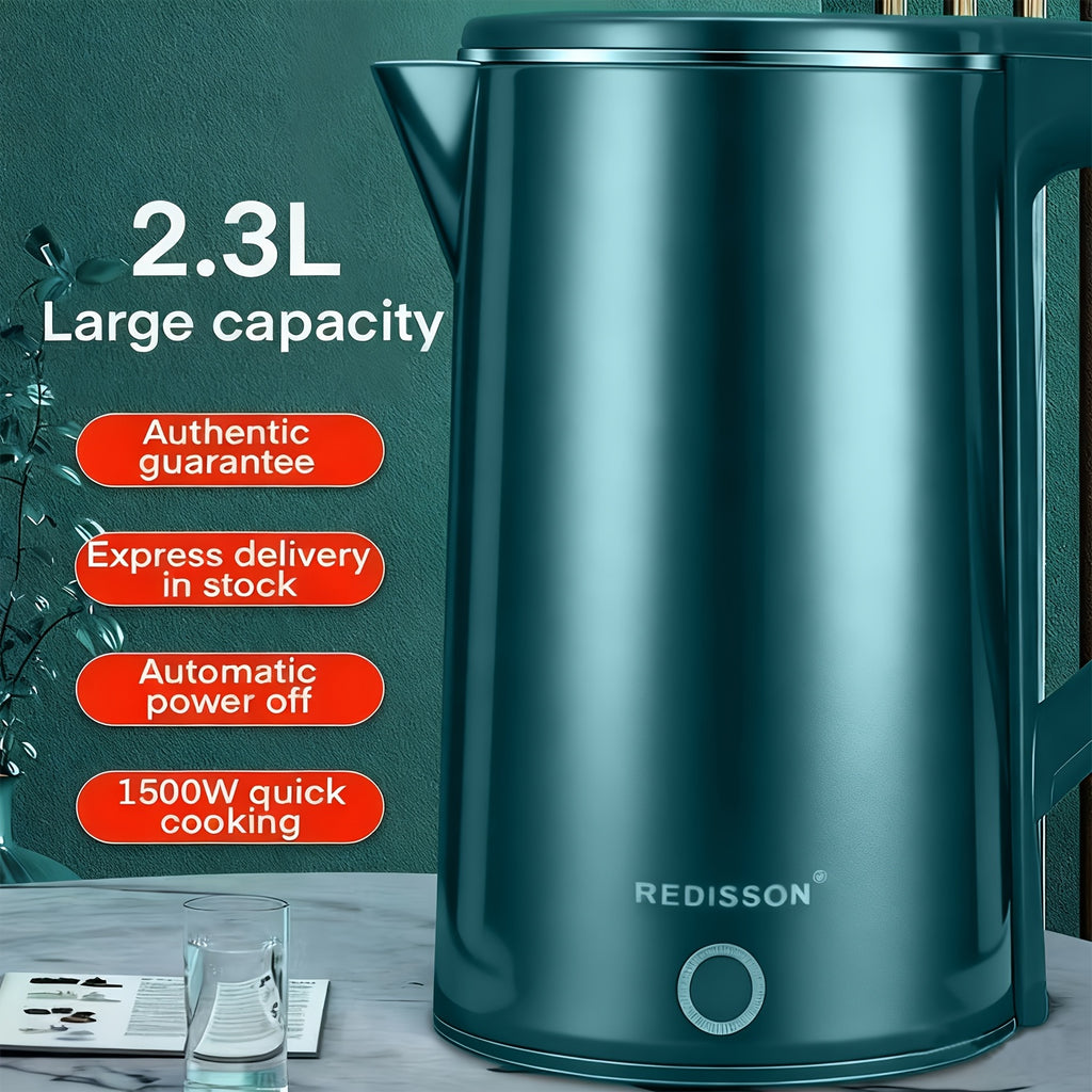 Electric Kettle Quiet, Double Wall Hot Water Boiler BPA-Free, Quiet Boil And Cool Touch Tea Kettle, Cordless with Auto Shut-Off & Boil Dry Protection, 1500W Fast Boiling, Stylish Kitchenware, Reliable Performance, Sturdy Inte - The Superior Findings Depot