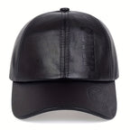 1pc Men's British PU Leather Baseball Cap Adjustable Breathable Casual Hat Spring/Summer/Autumn/Winter Hat Christmas Gift - The Superior Findings Depot