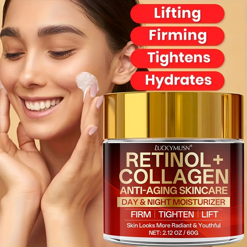 [Retinol Collagen Cream] Retinol Collagen Cream | Hydrates, Tightens, And Lifts Drooping Skin, Enhances Elasticity, Balances Skin Tone, Includes Hyaluronic Acid, Vitamin C, And Peptides, For All Skin Types - The Superior Findings Depot