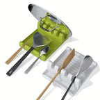 1pc Multi-Functional Kitchen Utensil Holder - 4 Slots White/Green