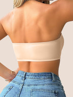 1pc Women's Strapless T-Shirt Bra with Front Clasp & 6-Row Zipper Closure - No Underwire Seamless Full Coverage, Removable Pads Breathable High-Elasticity Soft Pink for Yoga Gym Casual Outfits - All-Season Wear, Gym Tank Top - The Superior Findings Depot