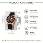 3pcs Fashionable And Simple Roman Watch Round Quartz Watch PU Leather Wrist Ideal Choice for Gifts - The Superior Findings Depot