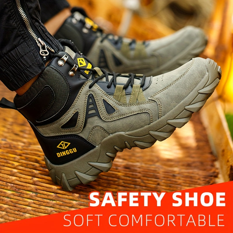 Men's Steel Toe Puncture-Proof Anti-Skid Work Boots with Kevlar-Reinforced Midsole & Breathable - Slip-Resistant Rubber Sole, All-Season Comfort for Industrial Construction & Outdoor Safety Shoes, Steel Toe Boots, Sleek Profe - The Superior Findings Depot