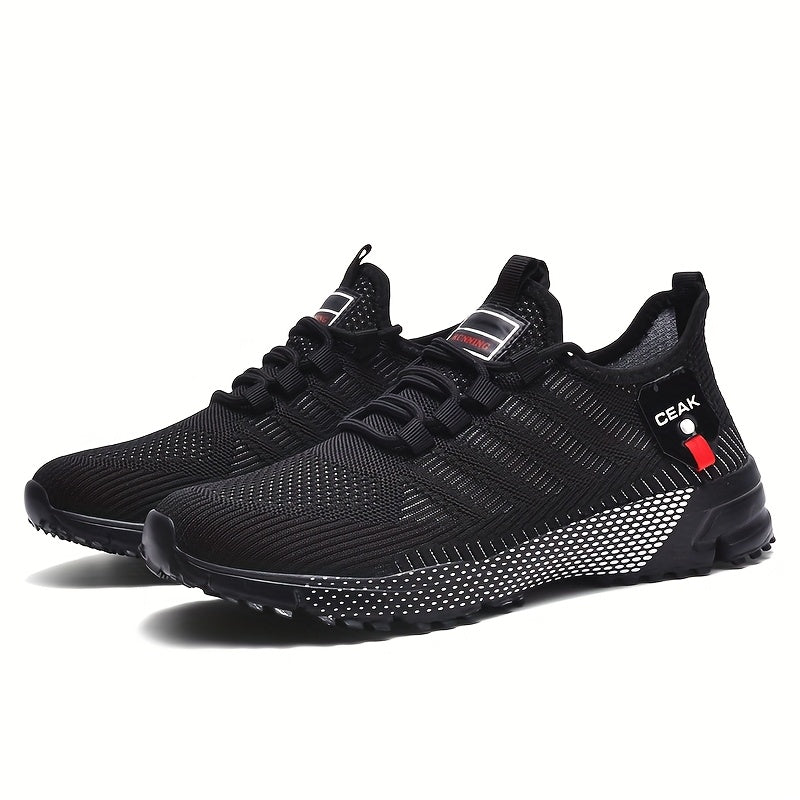 [Lightweight Sneakers] Lightweight Breathable Men's Mesh Sneakers | Low-Top Training Shoes with EVA Cushioning, Black & Red Accents for Running, Hiking, Gym & Casual Wear - All-Season Comfort, Hiking Footwear, Sleek Sporty De - The Superior Findings Depot