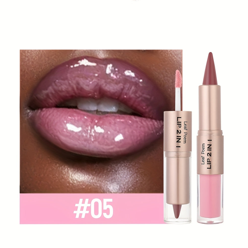 Double-Ended Lip Gloss with Matte Lip Line and Mirror Finish - Shine, Moisturizing, All Light Beige Types, Perfect Gift for Women, Daily Makeup, Sophisticated Design, Highquality Finish - The Superior Findings Depot