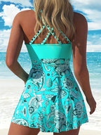 CURVASWIM Women's Casual Fashion Tankini Top and Shorts Two-Piece Swimsuit Set - The Superior Findings Depot