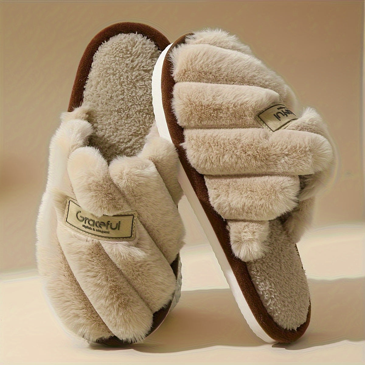 Women'S & Men'S Winter Warm Plush Slippers - Soft Fleece Lined Indoor House Shoes with EVA Sole, Cozy Casual Design for Home Comfort, Black, Pink, White, Beige, Slipper, Indoor Footwear, Plush Interior, Durable Footwear, Wome - The Superior Findings Depot