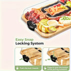 1pc Cheese Tray with Transparent Acrylic Cover | Portable Deli Platter for Camping, Parties, Restaurants | Ideal for Holiday Appetizers, Delicatessen and Snack Serving, Backs as Cutting Board, Party Snack Organizer, Safe Snap - The Superior Findings Depot