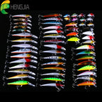 56pcs Fishing Lures Kit Crankbait Tackle Minnow Popper Pencil Swimbaits Hook Freshwater Saltwater Hard Baits Set for pike carp bass fishing christmas gift for man - The Superior Findings Depot