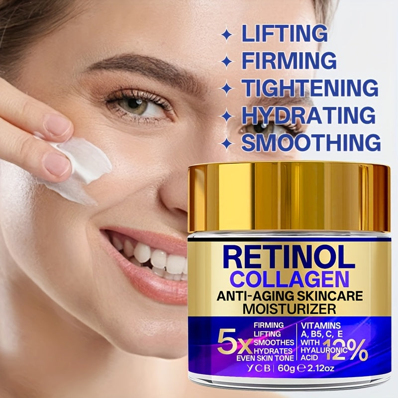 YCB Retinol Collagen Moisturizing Cream 60g/2.12oz - Face Cream with Hyaluronic Acid, Vitamin E, Shea Butter & Caffeine - Firms, Lifts Sagging Light Beige, Improves Elasticity, Even Light Beige, All Light Beige Types, Advance - The Superior Findings Depot
