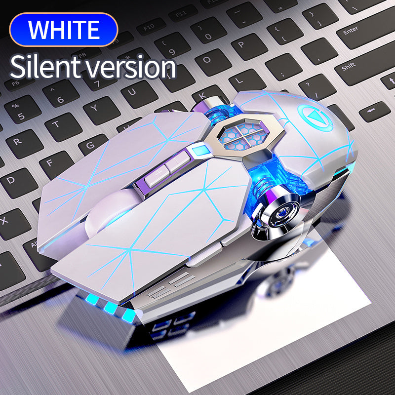Silvery Carved Wired Mouse for E-Sports Gaming, Silent and Sound Chicken-Eating Mouse Macro for Desktops and Laptops - The Superior Findings Depot
