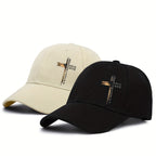 2pcs Cross Print Baseball Caps, Street Style, Adjustable Snapback, 20g/㎡ Polyester, Outdoor Sports Curved Brim Hats with Offset Printing Design, Casual Headwear|Minimalist Cap|Polyester - The Superior Findings Depot