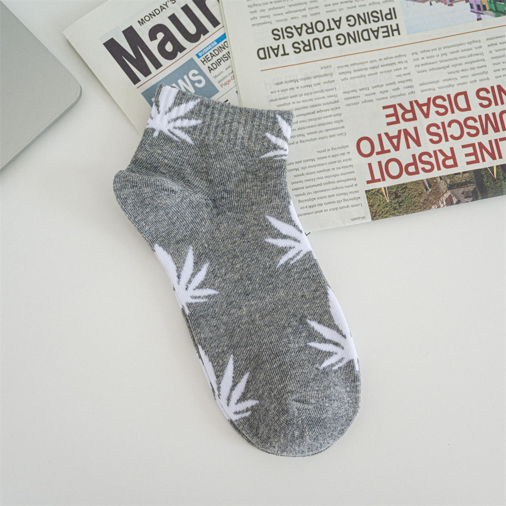 1pair Men's Leaf Pattern Ankle Sock For Spring Summer And Autumn outdoor Waering - The Superior Findings Depot