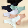 6pcs Seamless Ribbed Sports Thong Panties - Ultra Breathable, Comfortable, Soft Cotton Intimates for Women - Everyday Lingerie & Underwear Essentials for Active Ladies - The Superior Findings Depot
