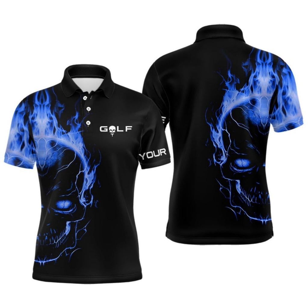 Custom Polo Shirt for Men - Flame Skull Design