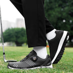 AOPLUS Men'S Stylish Golf Shoes - Low-Top Synthetic Cover Upper, Breathable Fabric & Cushioned Rubber Sole, All-Season Golf Shoes with Arch Support & Traction, Sleek Shoe Design, Comfortable Fit