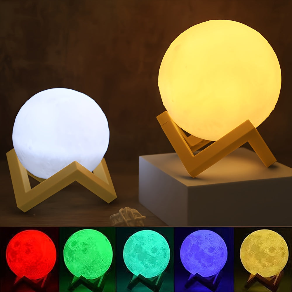 1pc 8/10/12cm LED Night Light 3D Printing Moon Light Star Light 7 Color Bedroom Decoration Night Light Shop Booth Decoration Hotel Bedside Table Decoration Bar Decoration Gift for hotel/catering/event holding - The Superior Findings Depot