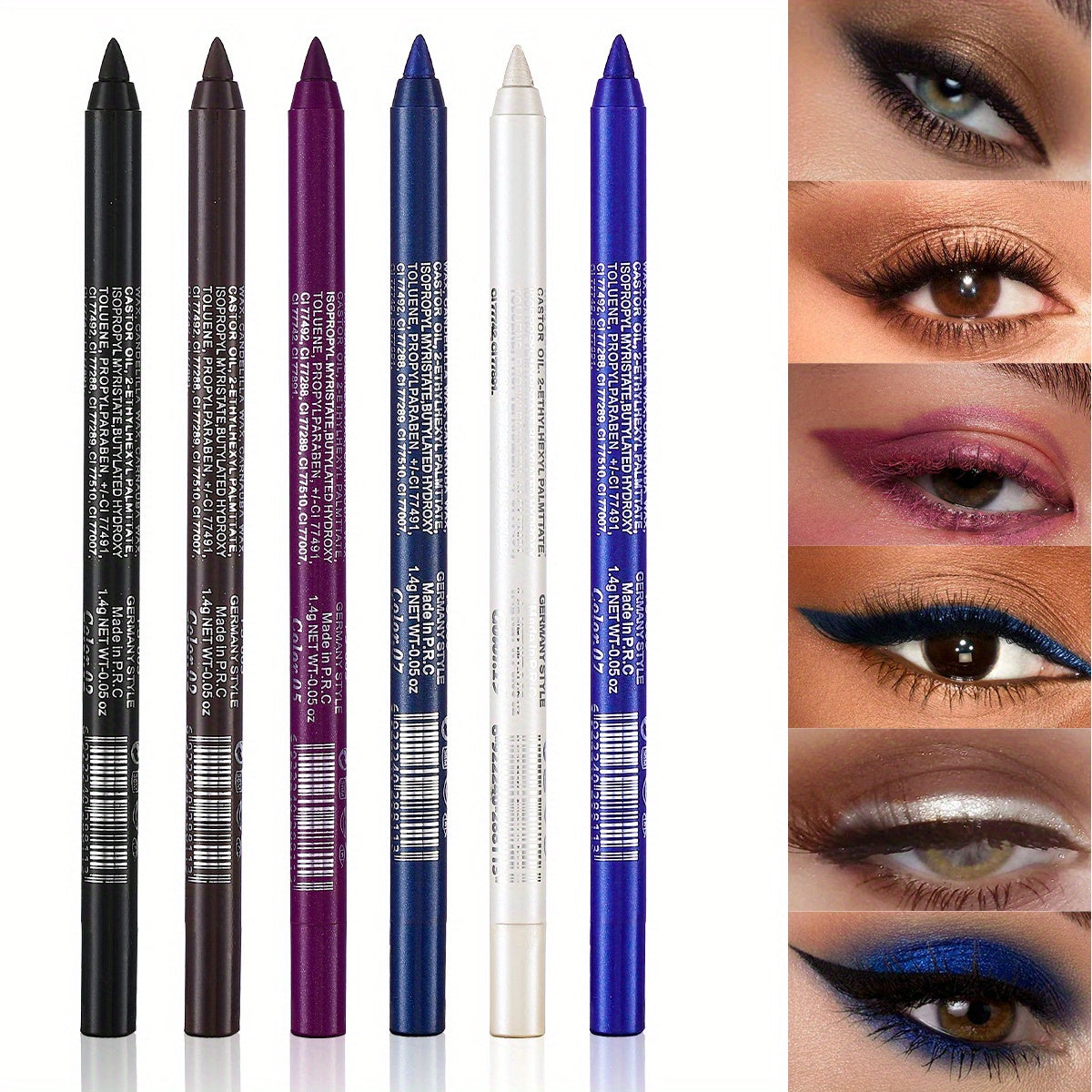 Versatile Eye Makeup Pen, Monochromatic Colored Eyeliner Pencil, Pearl GlitterEyeliner For Women, Creamy Eyeshadow Pencil, Waterproof, Professional Eye Liner/Shadow Makeup For Siren's Eye Look, Daily Makeup, Cosplay And Hallo - The Superior Findings Depot