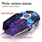 Silvery Carved Wired Mouse for E-Sports Gaming, Silent and Sound Chicken-Eating Mouse Macro for Desktops and Laptops - The Superior Findings Depot