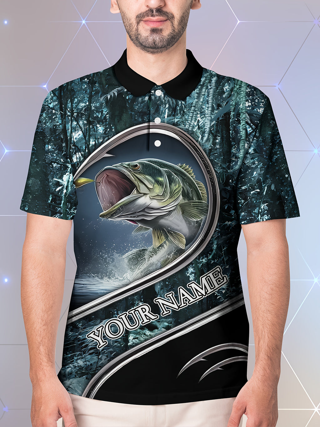 I-Polo Yasehlobo Yabesilisa Engenziwa Ngokwezifiso - Ukudotshwa Kwezitropiki Nokugoba Okuyi-3D