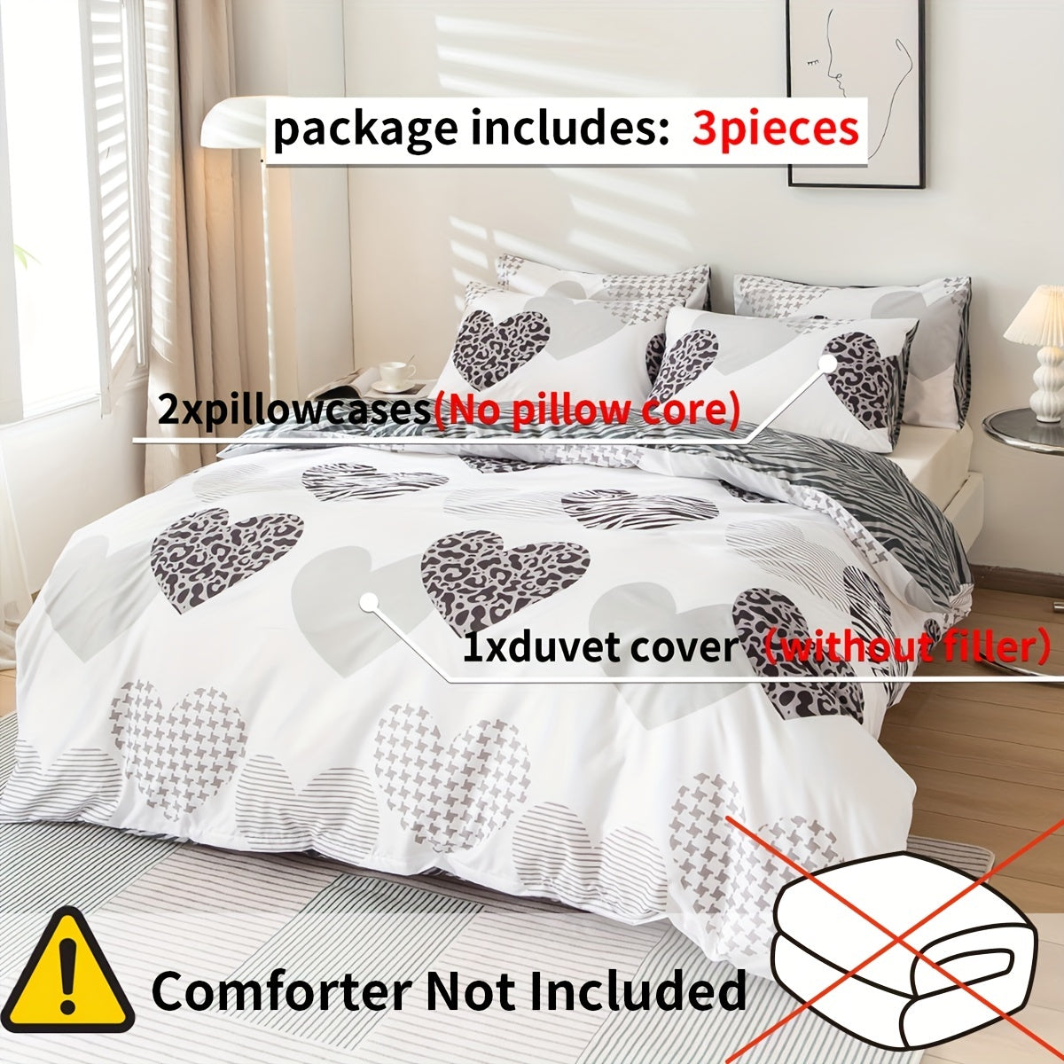 3pcs Duvet Cover Set, Multicolor Printed Bedding Set, Soft Comfortable Duvet Cover, For Bedroom, Guest Room (1*Duvet Cover + 2*Pillowcases, Without Core) - The Superior Findings Depot