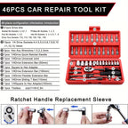 46pcs Car Repair Tool Kit, 1/4 Inch Ratchet Wrench Set with Versatile Bit Socket Set And Extension Bar, Combo Tools Kit, for Car, Motorcycle & Bicycle Repair - The Superior Findings Depot