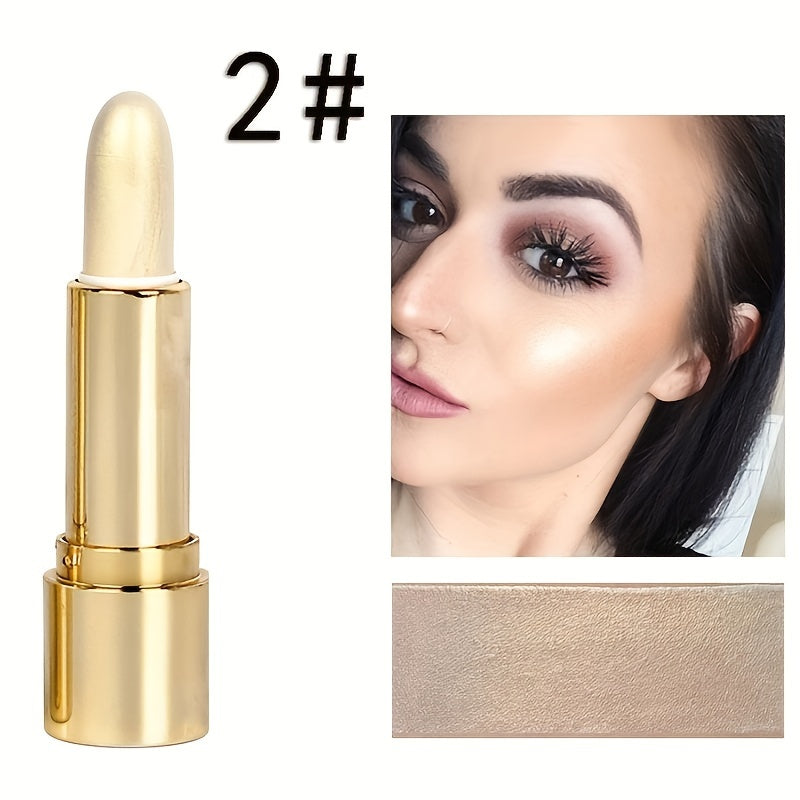 3D Highlighting & Contouring Stick, Side Shadow Face Concealer Stick, Eye Brightening Swivel Stick, Small Golden Tube Pearly Glitter Concealer Stick, Makeup For All Skin Tones For Music Festival - The Superior Findings Depot