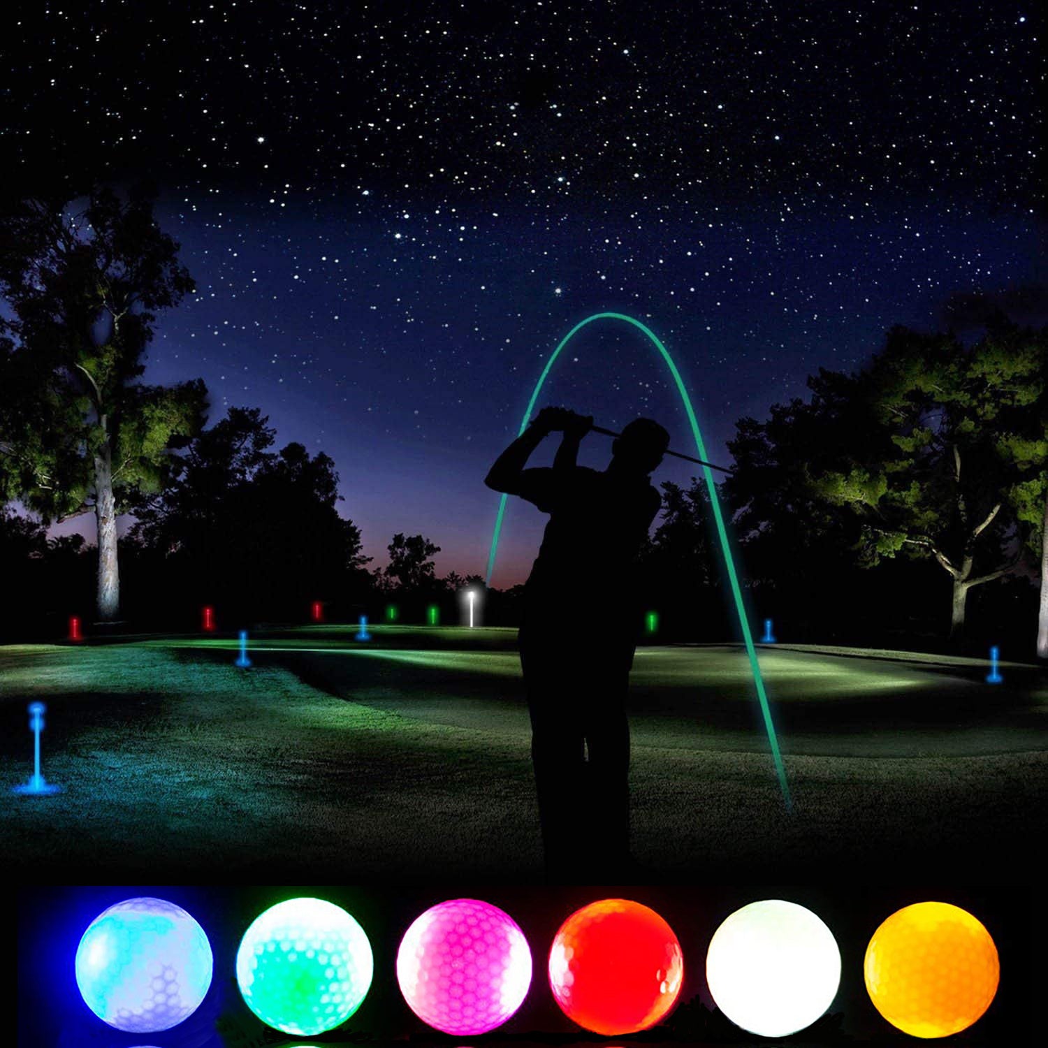 Glow Dark Golf Balls - 3/6/12pcs Resettable Time LED Luminous