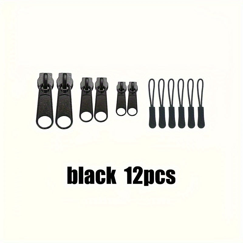 12pcs Instant Zipper Repair Kit - Multiple Sizes Universal Design