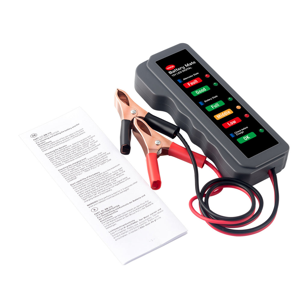 BM310 12V Car Battery & Alternator Tester with 6-LED Diagnostic System,, Reverse, Portable Auto Battery Test Tool for, Motorcycles, SUVs, Trucks, Boats, RVs, forklifts, Hybrid Vehicles (Hardwired/- - The Superior Findings Depot