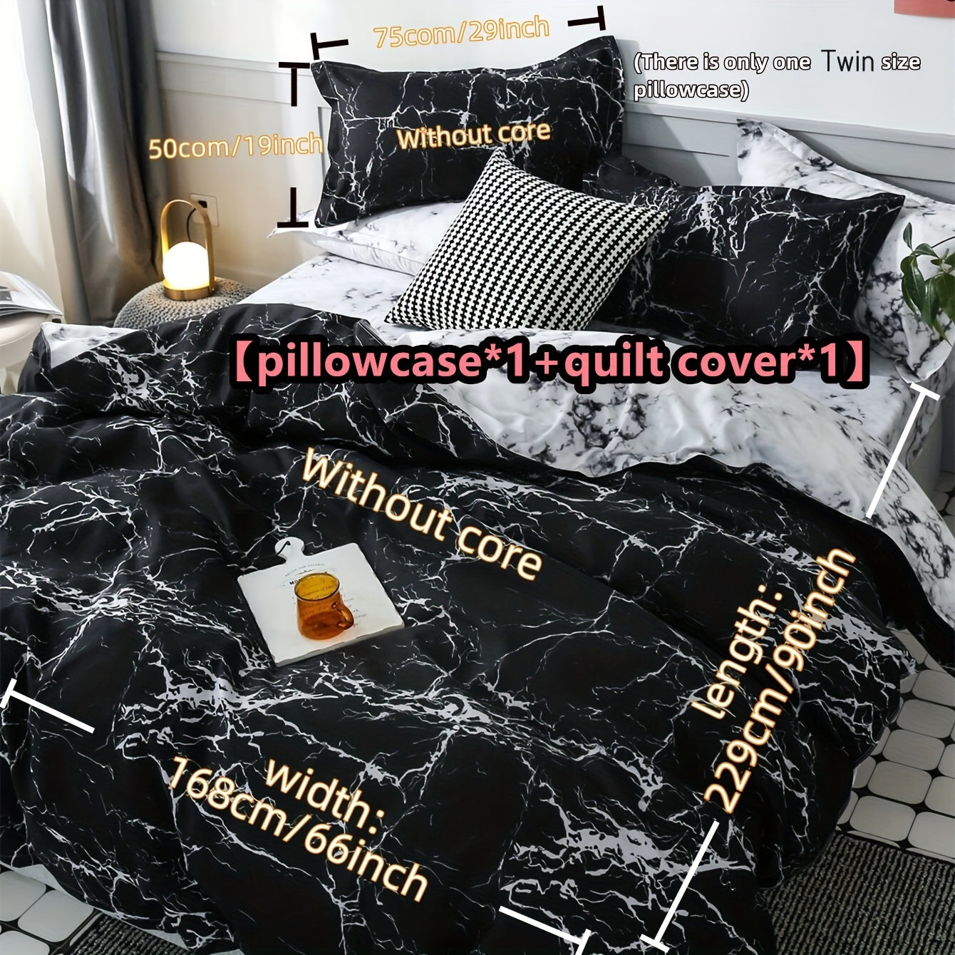 2/3pcs Brushed Marble Print Duvet Cover Set, Excludes Filling and Pillows - The Superior Findings Depot