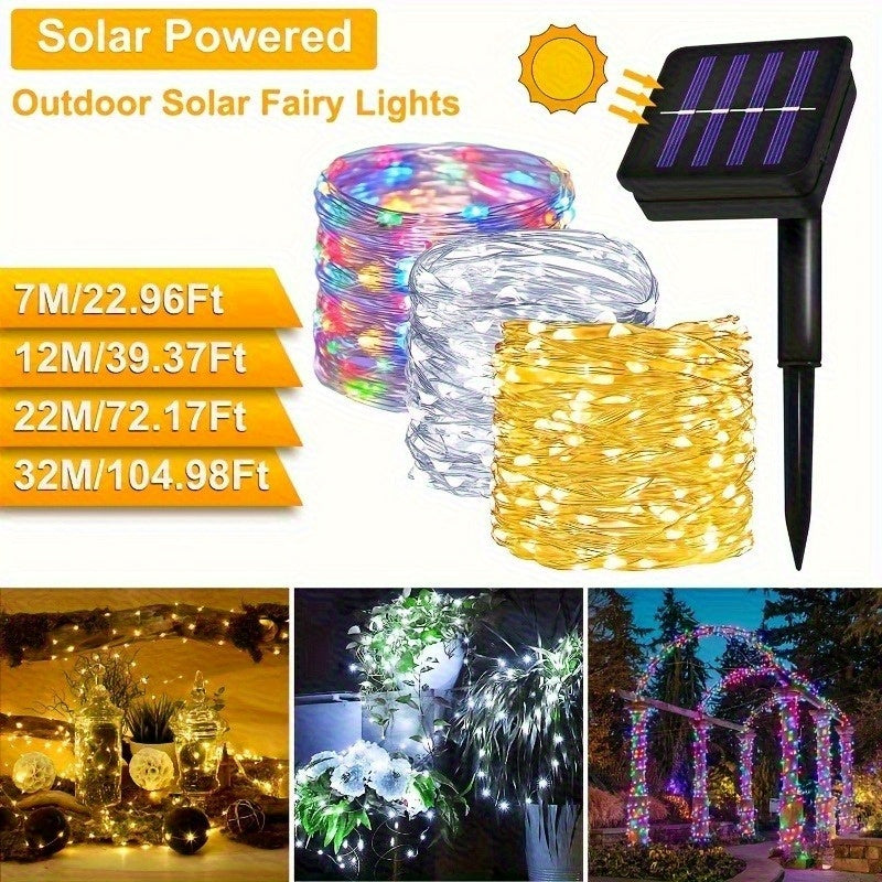 50/100/200/300LED Solar Copper Wire Lights - 8 Modes, Warm White/Cool White/Multicolor, High Quality Indoor/Outdoor String Lights with Solar Panel for Christmas, Weddings, Garden, Parties & Holidays, Solar Hanging Lights, Eve - The Superior Findings Depot
