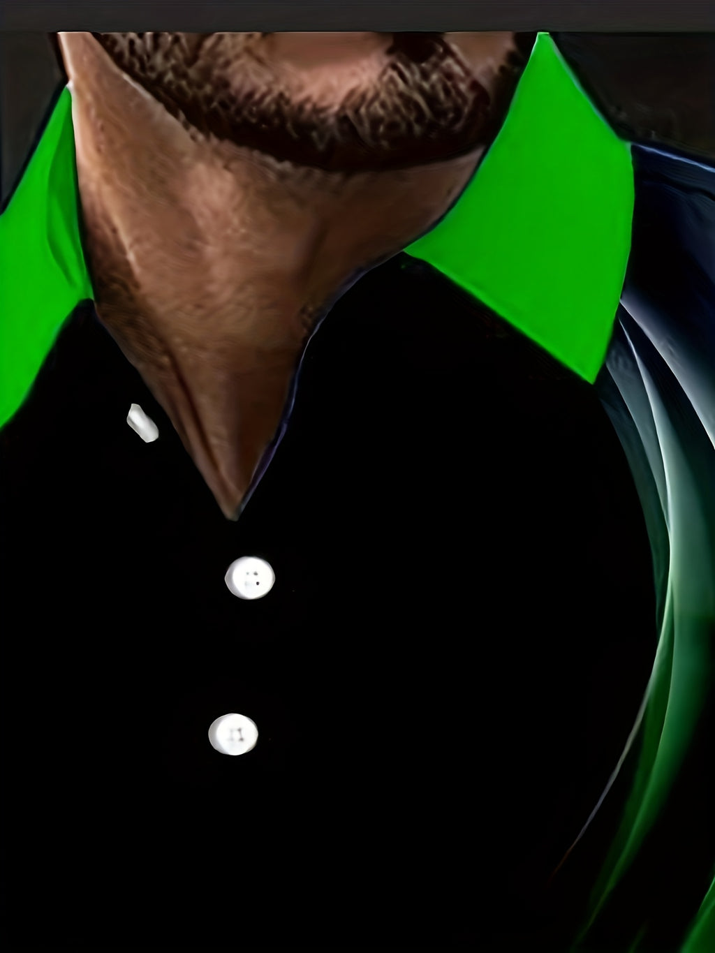 Ihembe Lamadoda Elinemikhono Emifushane Yasehlobo - Iphethini Yejiyometri Ekhanyayo Eluhlaza Okwesibhakabhaka